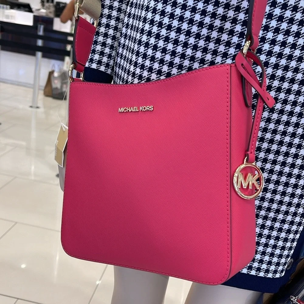 Michael Kors Jet Set Travel Small Messenger Crossbody Bag Electric Pink  NWT